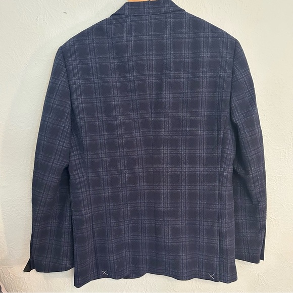 Renoir Men's Navy Plaid Blazer Size 38 Slim - Picture 2 of 15